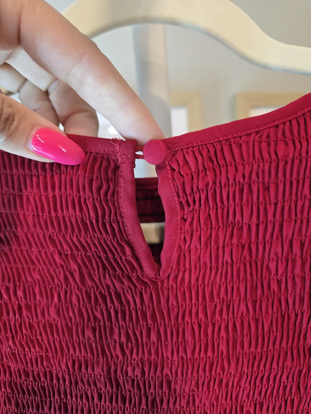 Cupshe Red Long-Sleeve Smocked Tiered Dress